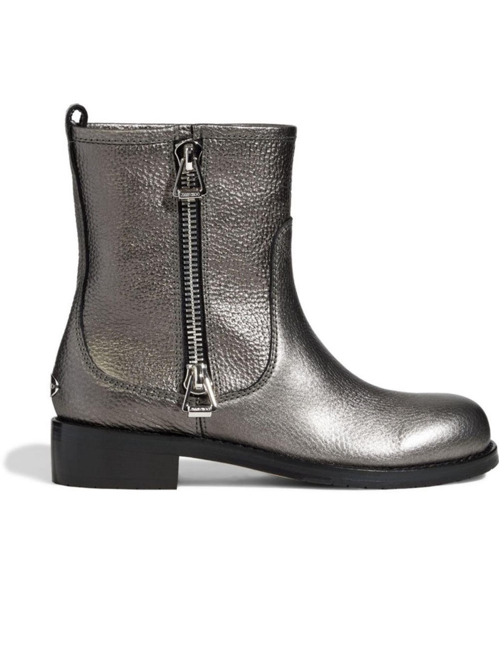 Jimmy Choo Metallic Pewter Leather Ankle Boots
